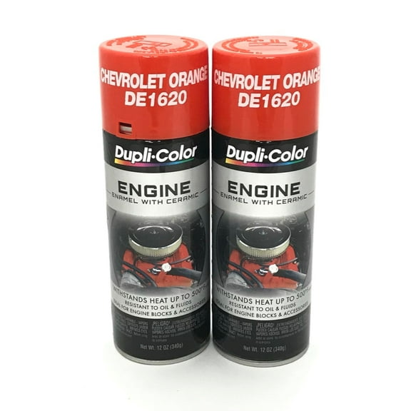 Duplicolor DE1620-2 Pack Engine Enamel with Ceramic Chevrolet Orange Color - 12 oz Aerosol Can