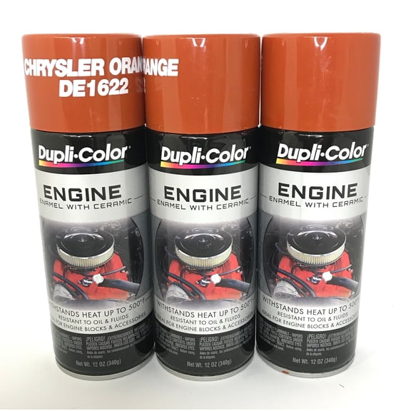 Duplicolor DE1622-3 PACK CHRYSLER ORANGE Engine Enamel Paint w/ Ceramic - 12 oz Aerosol