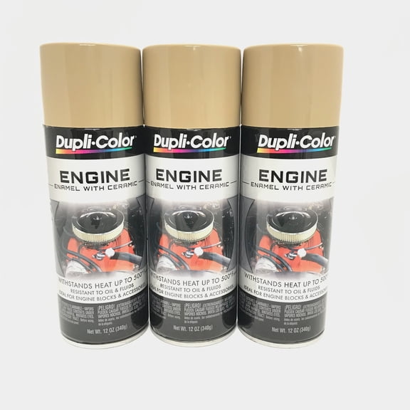Duplicolor DE1638-3 PACK Engine Enamel Paint w/ Ceramic, CUMMINS BEIGE - 12 oz
