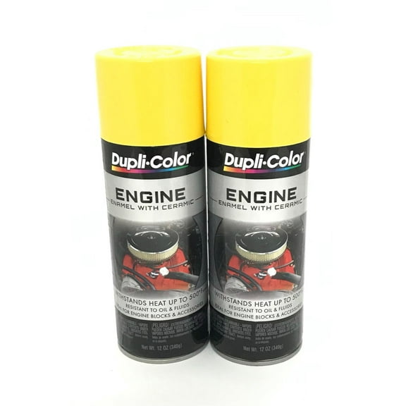 Duplicolor DE1642-2 PACK Engine Enamel with Ceramic Daytona Yellow Color - 12 oz Aerosol Can