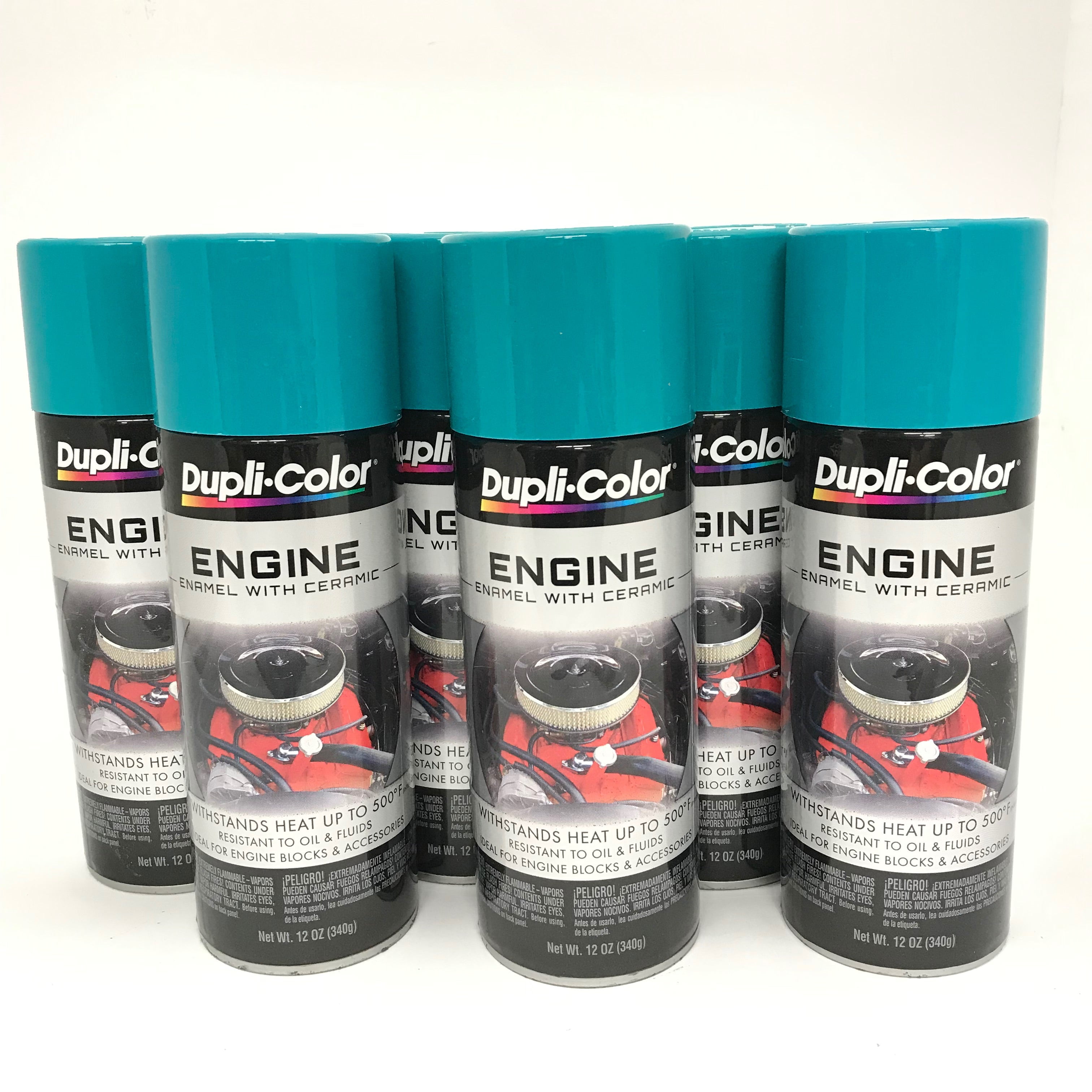 Duplicolor DE1643-6 Pack Engine Enamel Paint with Ceramic Torque & Teal - 12 oz
