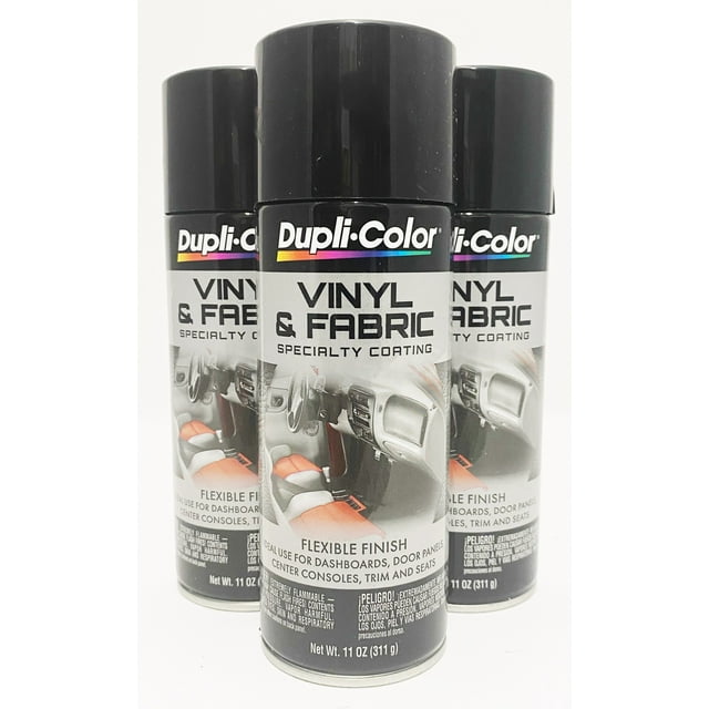 Duplicolor HVP104 3 Pack Vinyl & Fabric Spray Paint Gloss Black 11 oz