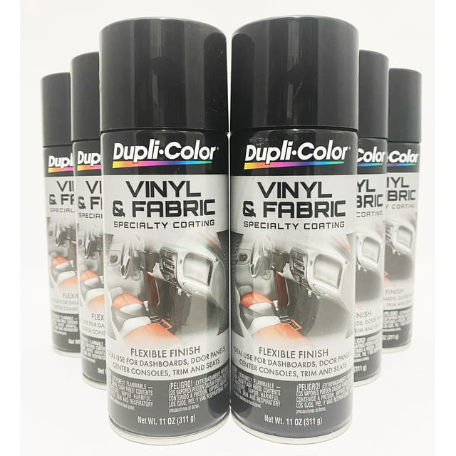 Duplicolor HVP104 6 Pack Vinyl & Fabric Spray Paint Gloss Black 11