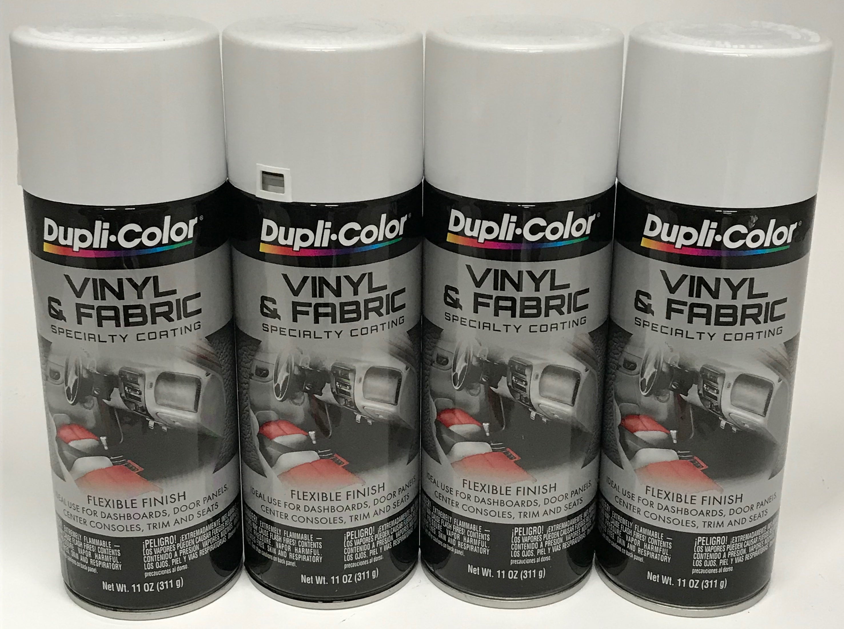 Duplicolor HVP105 4 Pack Vinyl & Fabric Spray Paint White 11 oz