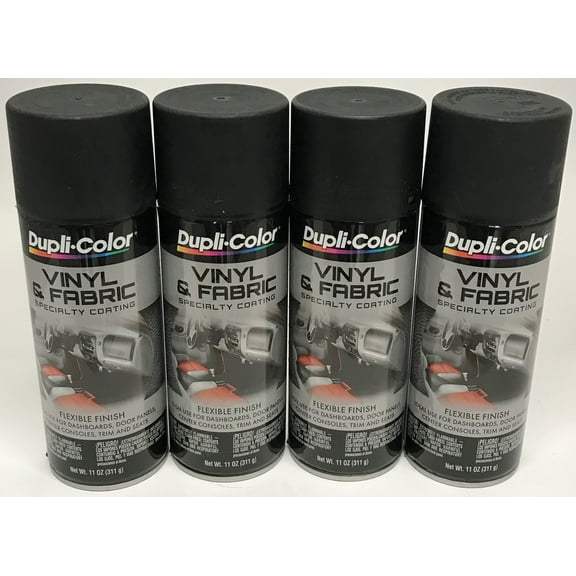 Duplicolor HVP106 - 4 Pack Vinyl & Fabric Spray Paint Flat Black - 11 oz