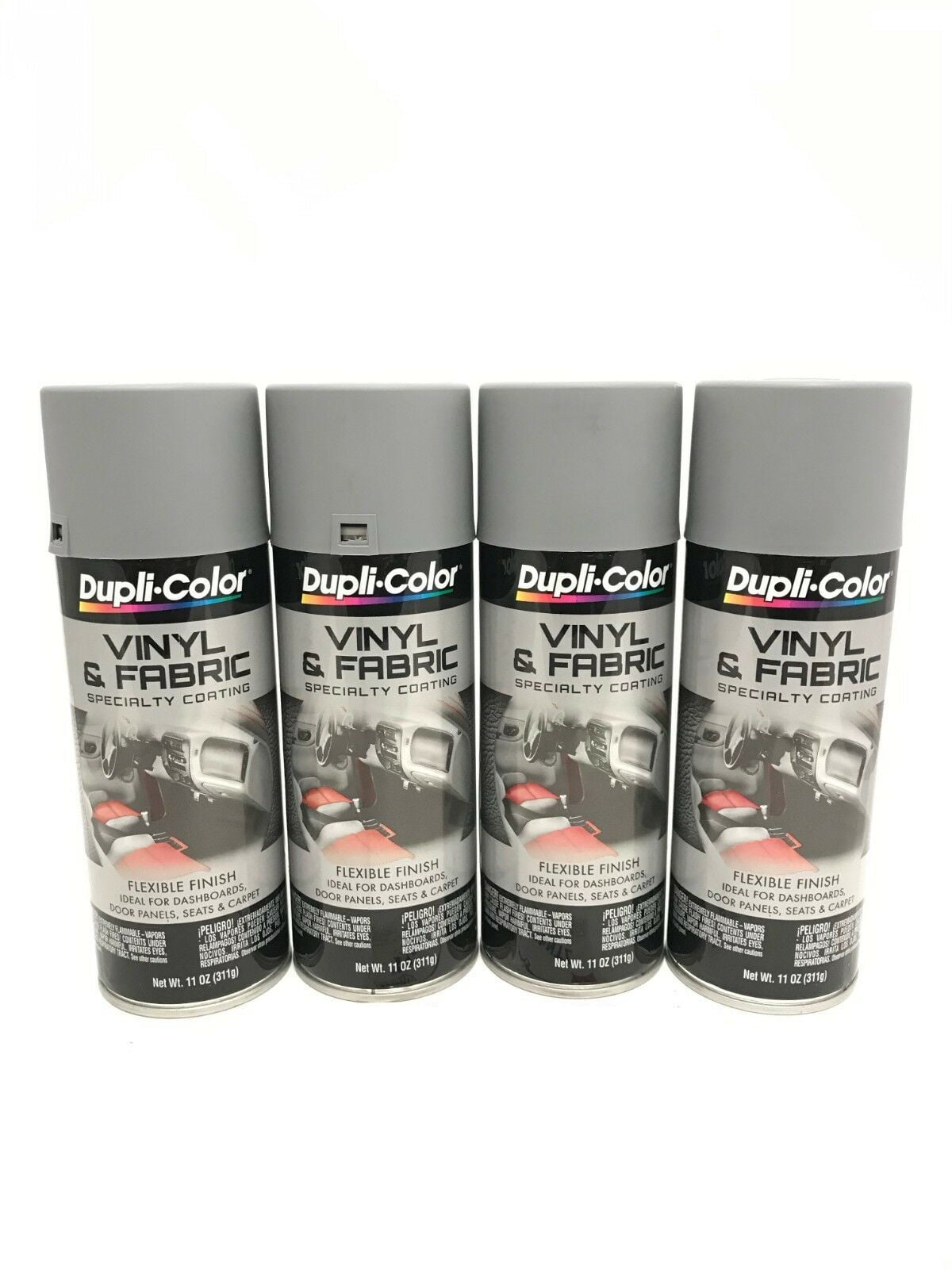 Duplicolor HVP109 4 Pack Vinyl & Fabric Spray Paint Medium Gray 11 oz