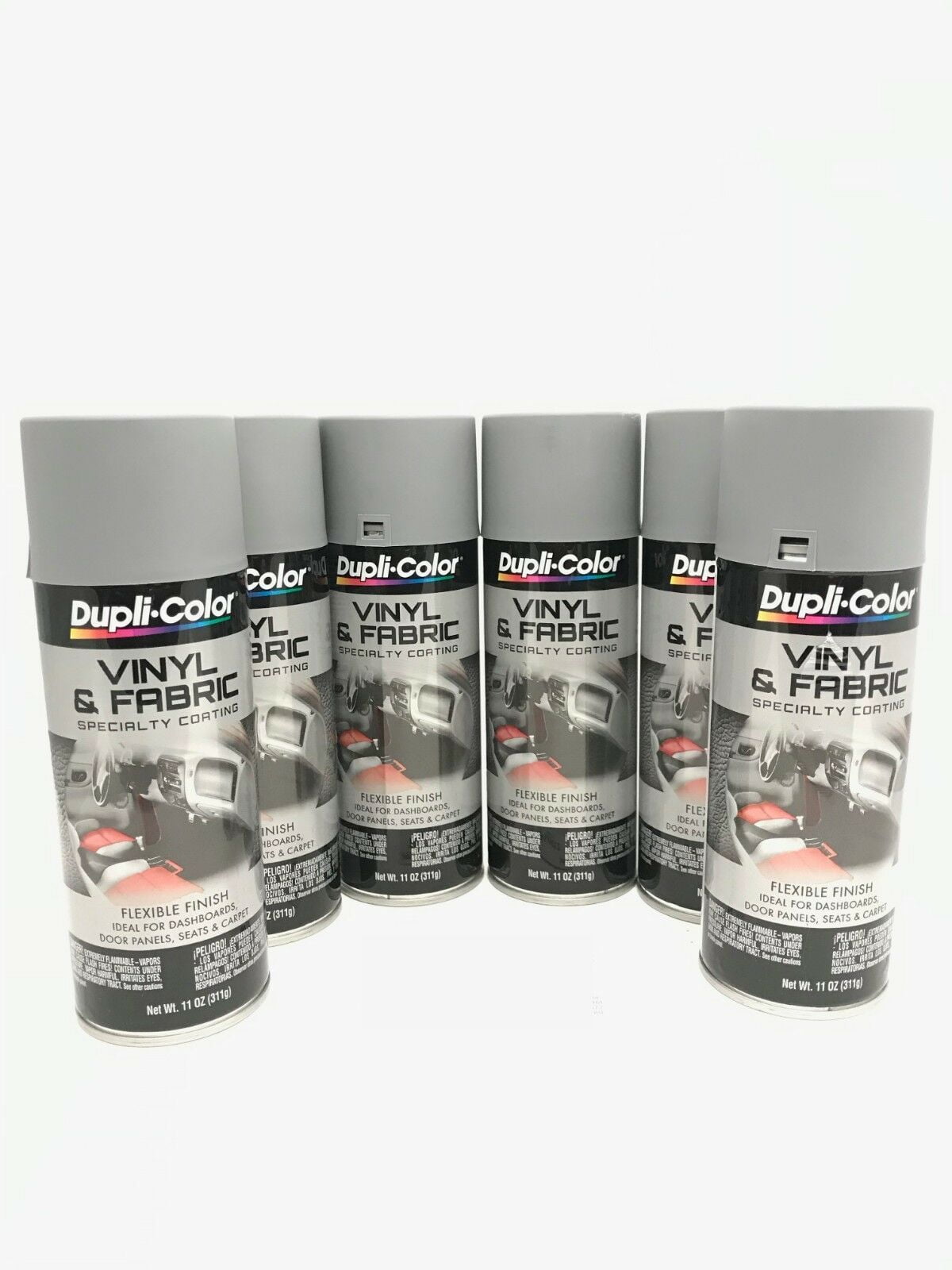 Duplicolor HVP109 6 Pack Vinyl & Fabric Spray Paint Medium Gray 11
