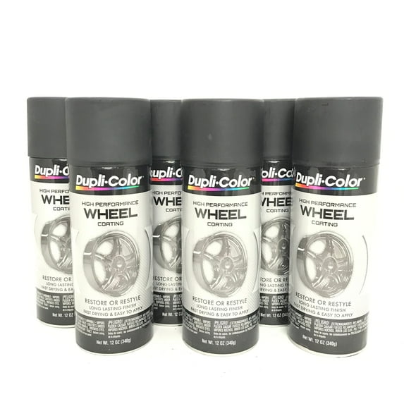 Duplicolor-HWP104-6 Pack High Performance Wheel Coating Satin Black color - 12 oz Aerosol can