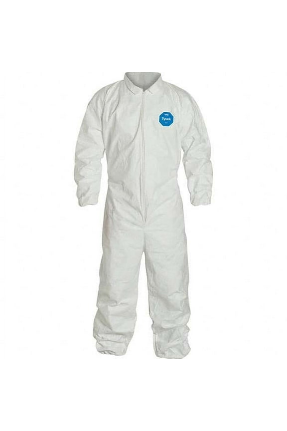 Collared Coverall,Elastic,White,4XL TY125SWH4X0025VP