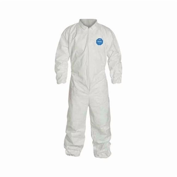 Tyvek 400 Collared Disposable Coverall, Elastic Wrists and Ankles, 2XL, White, PK6