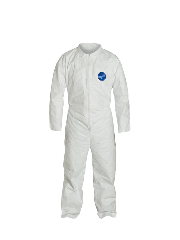 Tyvek 400 Collared Disposable Coveralls, 3XL, Open Wrists and Ankles, Serged Seam, White, PK6