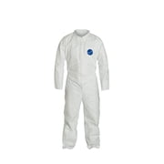 Tyvek 400 Collared Disposable Coveralls, 3XL, Open Wrists and Ankles, Serged Seam, White, PK6