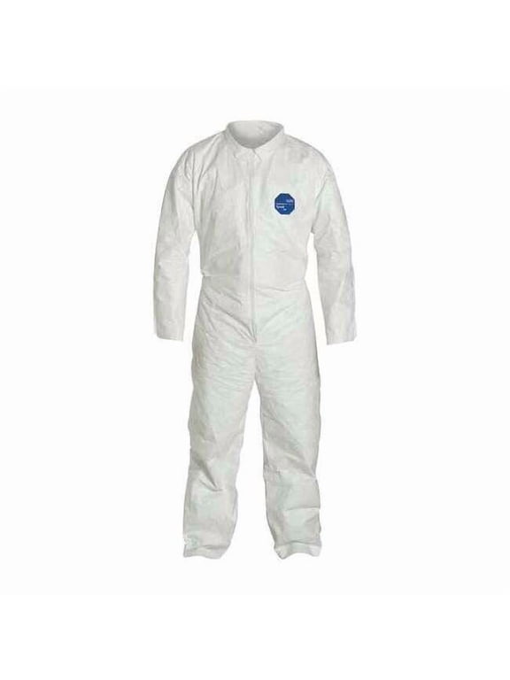 Tyvek 400 Collared Disposable Coveralls, Large, Open Wrists and Ankles, Serged Seam, White, PK6