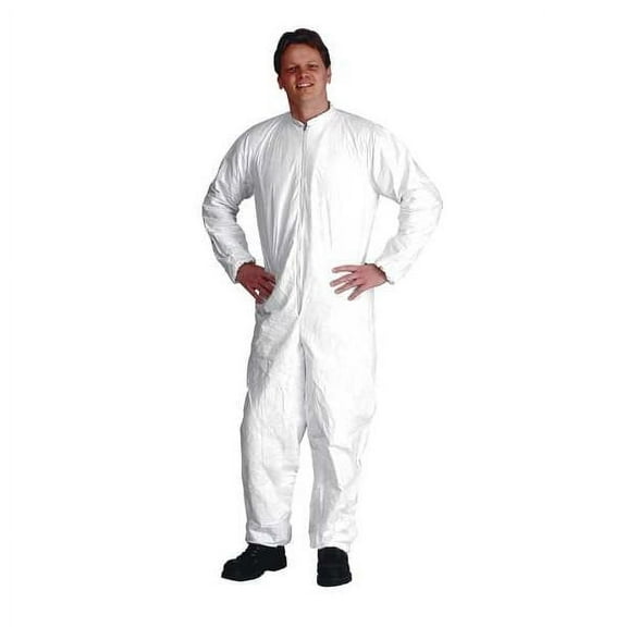 Dupont Collared Coveralls,Whte,2XL,Elastic,PK25 IC182BWH2X00250C