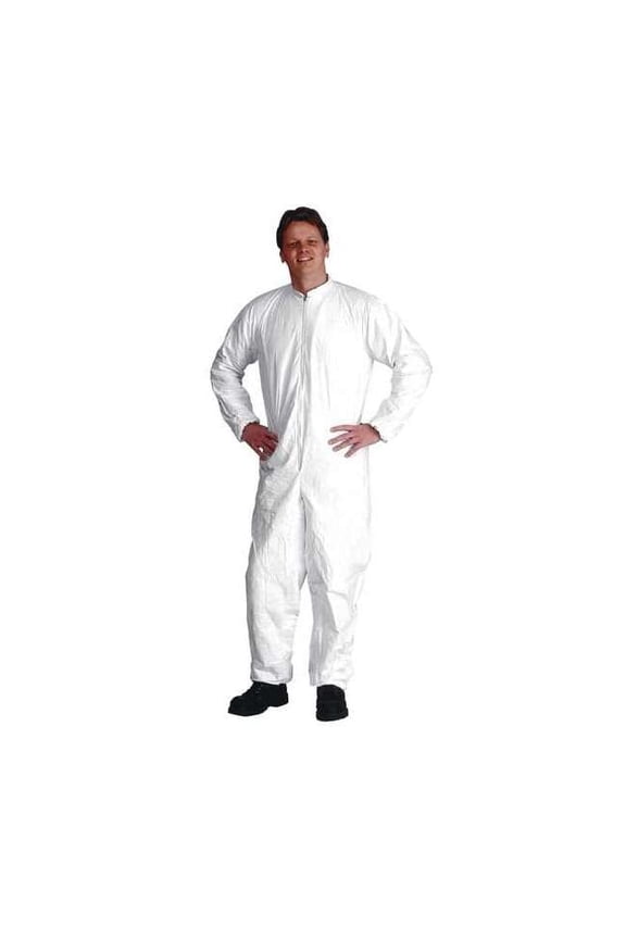 Collared Disposable Coveralls, 2XL, White, Tyvek(R) Isoclean(R),