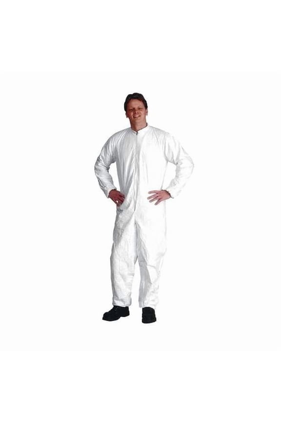 Collared Disposable Coveralls, L, White, Tyvek(R) Isoclean(R), IC181SWHLG002500