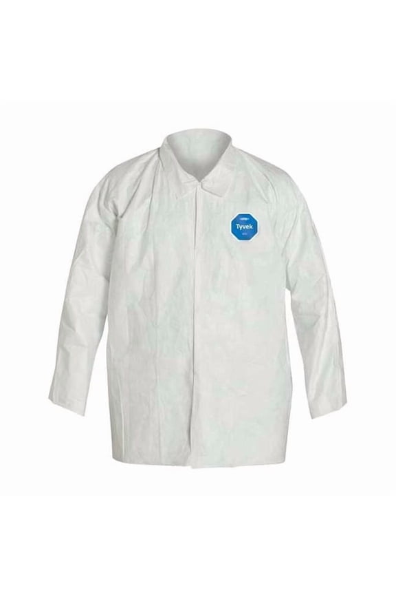 Disposable Collared Shirt, 3XL, Tyvek(R) 400, Snap, Open Cuff, Serged Seam, 12 PK