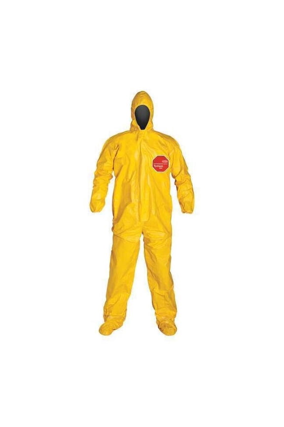 Hooded Coveralls,2XL,Ylw,Tychem 2000,PK4 QC122TYL2X000400