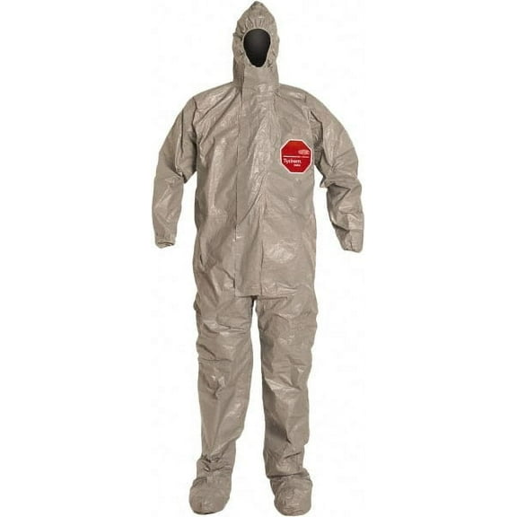 Dupont Hooded Coveralls,L,Gray,Tychem 6000,PK6 TF169TGYLG000600