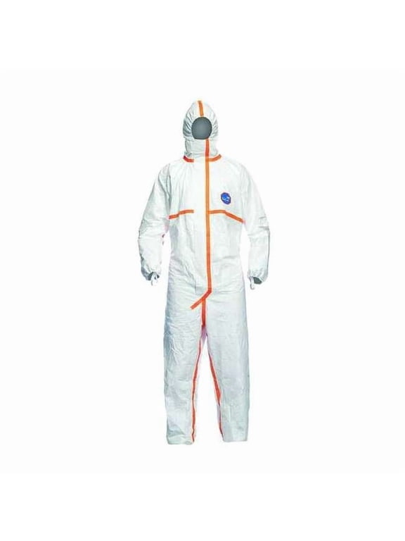 model TY800. Coverall with hood. Serged and over- Elastic thumb loops. MD TJ198TWHMD0025PI
