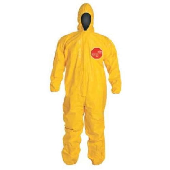 Dupont Hooded Coveralls,XL,Ylw,Tychem 2000,PK4 QC127TYLXL000400