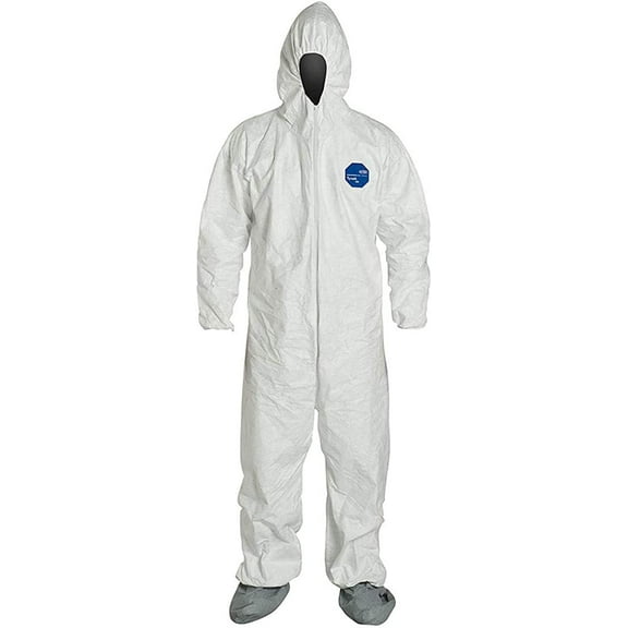 Dupont Hooded and Booted Tyvek Coverall Suit with Elastic Wrists - TY122SWH - Medium