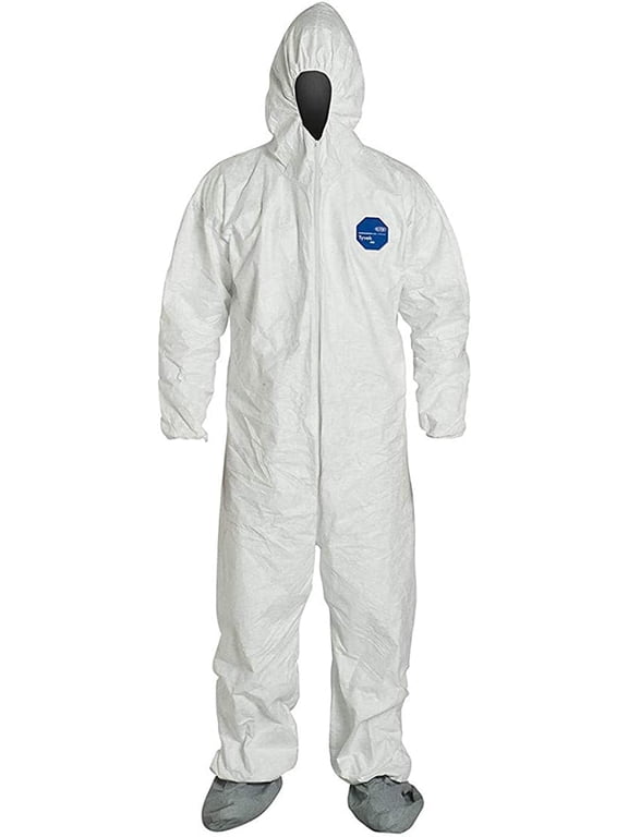 Hooded and Booted Tyvek Coverall Suit with Elastic Wrists - TY122SWH - Medium