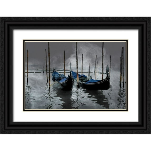 Dupont, Isabelle 18x13 Black Ornate Wood Framed with Double Matting Museum Art Print Titled - Gondolas