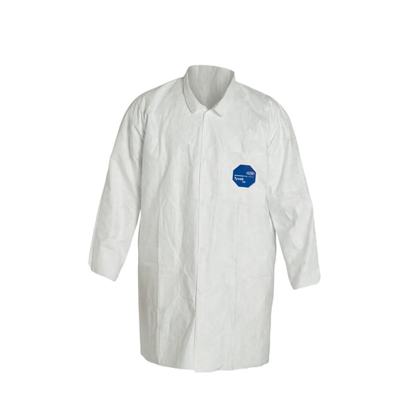 Tyvek 400 Disposable Lab Coat, Tyvek(R) 400, Snaps Closure, White, 2XL, 8 PK TY212SWH2X0008G1