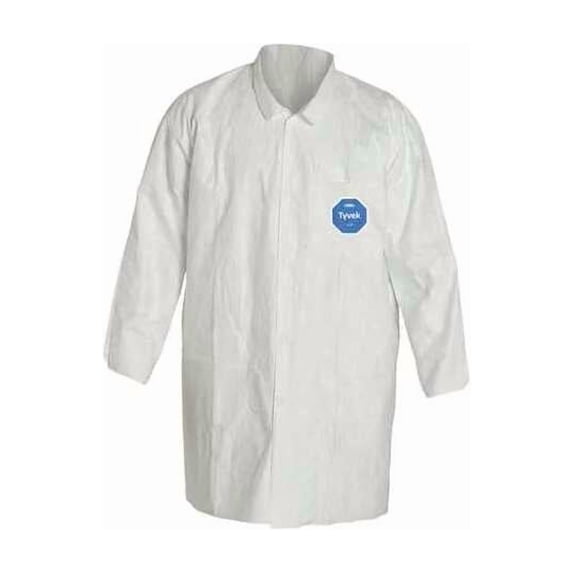 Tyvek 400 Disposable Lab Coat, Tyvek(R) 400, Snaps Closure, White, 3XL, 8 PK