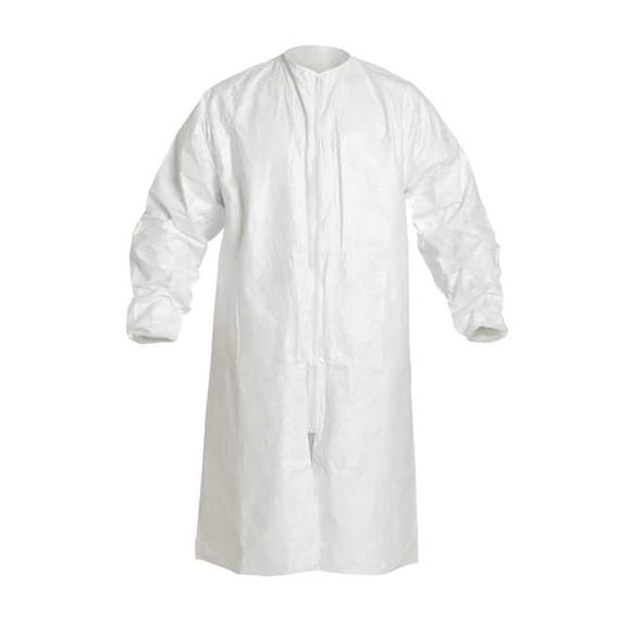 Disposable Lab Coat, Tyvek(R) IsoClean(R), 0 Pockets, Zipper, 30 PK