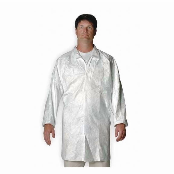 Tyvek IsoClean Disposable Lab Coat, Tyvek(R) IsoClean(R), Snaps Closure, White, XL, 30 PK