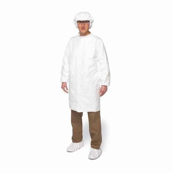 Tyvek IsoClean Disposable Lab Coat, Tyvek(R) IsoClean(R), Snaps Closure, White, XL, 30 PK