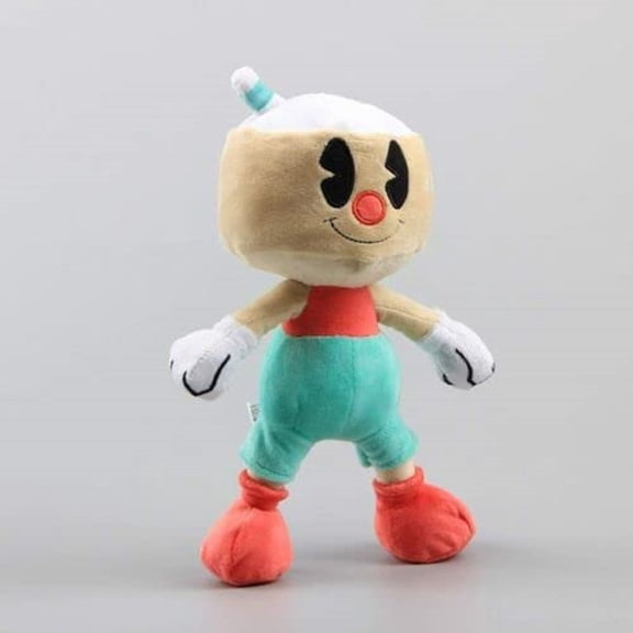 Dupurit Cuphead Mugman Series Soft Cute Stuffed Plush B & W Cuphead Puphead Cute Stuffed Doll Figures 9.8 Inches (Puphead)