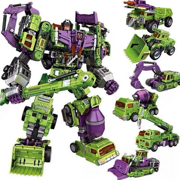 Dupurit Deformation Oversize Toys Robot Devastator Engineering Combiner 6 in 1 11.8inAction Figure(Green Version)