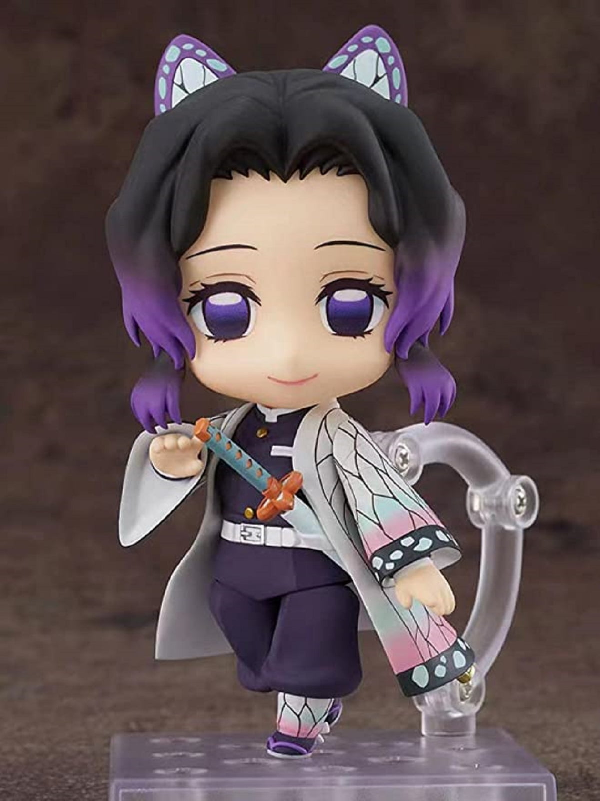 Dupurit Demon Slayer Kochou Shinobu Q Version Action Figure with Face Accessories Joint Action Doll PVC Anime Character Model Desktop Figures Ornaments Decora Craft Collectible