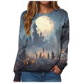 thumbnail image 1 of Duqingm 2026 Halloween Shirts for Women Long Sleeve Spooky Graphic Tees Vintage Festival Tops Crew Neck Sweatshirts Funny Gifts,L, 1 of 7