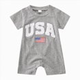 thumbnail image 1 of Duqingm 4th of July Baby Outfit Infant Boy Girl Romper USA Embroidery Short-Sleeve Crewneck One-Piece Holiday Outfit Grey,3-6 Months, 1 of 6