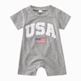 thumbnail image 1 of Duqingm 4th of July Baby Outfit Infant Boy Girl Romper USA Embroidery Short-Sleeve Crewneck One-Piece Holiday Outfit Grey,6-12 Months, 1 of 6