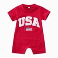thumbnail image 1 of Duqingm 4th of July Baby Outfit Infant Boy Girl Romper USA Embroidery Short-Sleeve Crewneck One-Piece Holiday Outfit Red,3-6 Months, 1 of 6