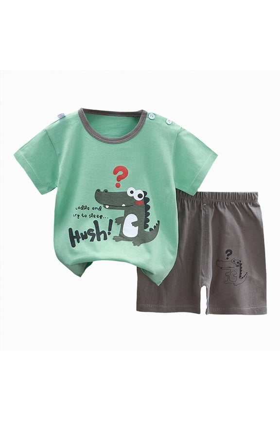 Baby Boy Sets Baby Boys Shirt and Pant Set, Top & Shorts Outfit Bundle, 107% Organic Cotton Green,5-6 Years