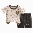 thumbnail image 1 of Duqingm Baby Boy Short Sets Newborn Boy Girl Clothes Summer Infant Ribbed Set Solid Short Sleeve Baby Side Snap Bodysuit Shorts Coming Home Outfit Coffee,5-6 Years, 1 of 4