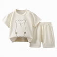 thumbnail image 1 of Duqingm Baby Boy Short Sets Toddler Baby Girls Summer Outfits Daisy Ruffle Short Sleeve T-Shirts Tops Floral Shorts 5Pcs Clothes Set Beige,3-4 Years, 1 of 4