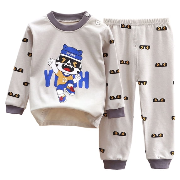 Duqingm Baby Clothes Girls Comfortable and Breathable Long Sleeved Home Clothes Two Piece Set With Cute Cartoon Pattern,7-8 Years