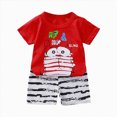 thumbnail image 1 of Duqingm Baby Girl Outfit Sets Toddler Baby Boy Summer Clothes Letter Print Short Sleeve Shirt Tops and Shorts Set Summer Outfit 5Pcs Red,12-18 Months, 1 of 4
