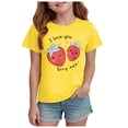 thumbnail image 1 of Duqingm Baby Girls Short Sleeve T-Shirts Infant Soft Cotton Tee Toddler Girl Clothes Yellow,3-4 Years, 1 of 4