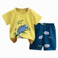 thumbnail image 1 of Duqingm Baby Shorts Set Toddler Baby Girl Summer Clothes Ruffle Ribbed Knit Short Sleeves T-Shirt Tee Tops + Shorts Cute Outfits Set Blue,5-6 Years, 1 of 3