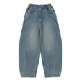thumbnail image 1 of Duqingm Boys Baggy Jeans Vintage Barrel Wide Leg Skater Denim Pants Y2K Streetwear Hip Hop Long Trousers (Blue,11-12 Years), 1 of 7