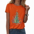 thumbnail image 1 of Duqingm Christmas Shirt Women Christmas Santa T Shirts for Women, Xmas Tree Balls Star Cup Short Sleeve Casual Tees Tops Funny Orange,M, 1 of 6