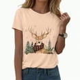 thumbnail image 1 of Duqingm Christmas Tshirts Women Christmas Shirts for Women Merry and Bright Shirt Xmas Tree Graphic Tee Christmas Short Sleeve Holiday Tops Light Yellow,S, 1 of 6